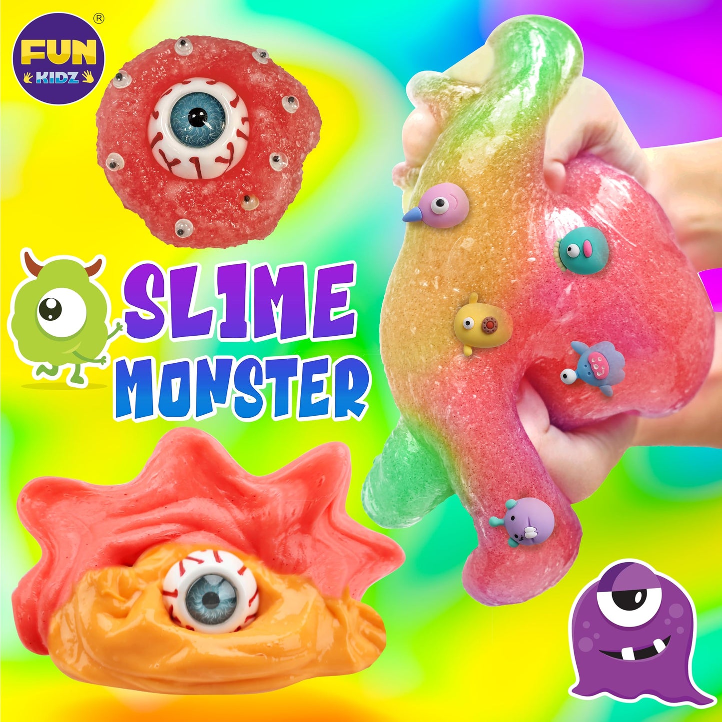 FUN KIDZ Halloween Monster Slime Kit – Glow in the Dark Slime for Girls 6-12