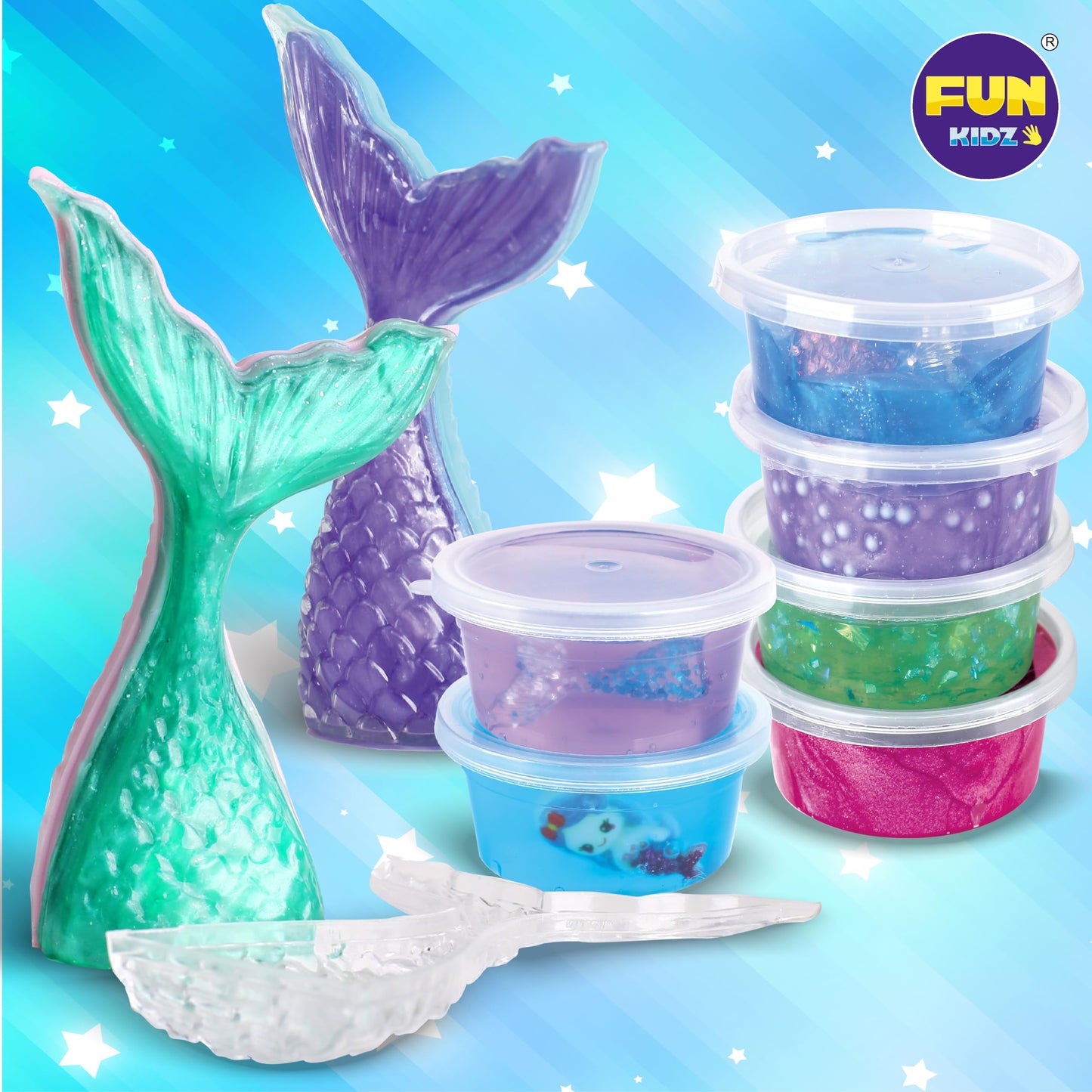 FunKidz Mermaid Slime Kit — Summer Gift for Girls 8-12 | Shimmer DIY Glitter Slime
