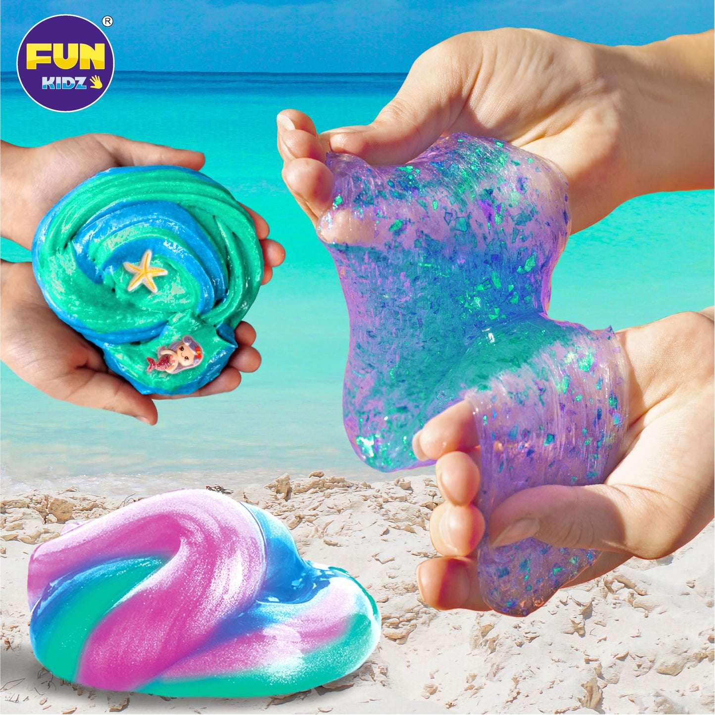FunKidz Mermaid Slime Kit — Summer Gift for Girls 8-12 | Shimmer DIY Glitter Slime