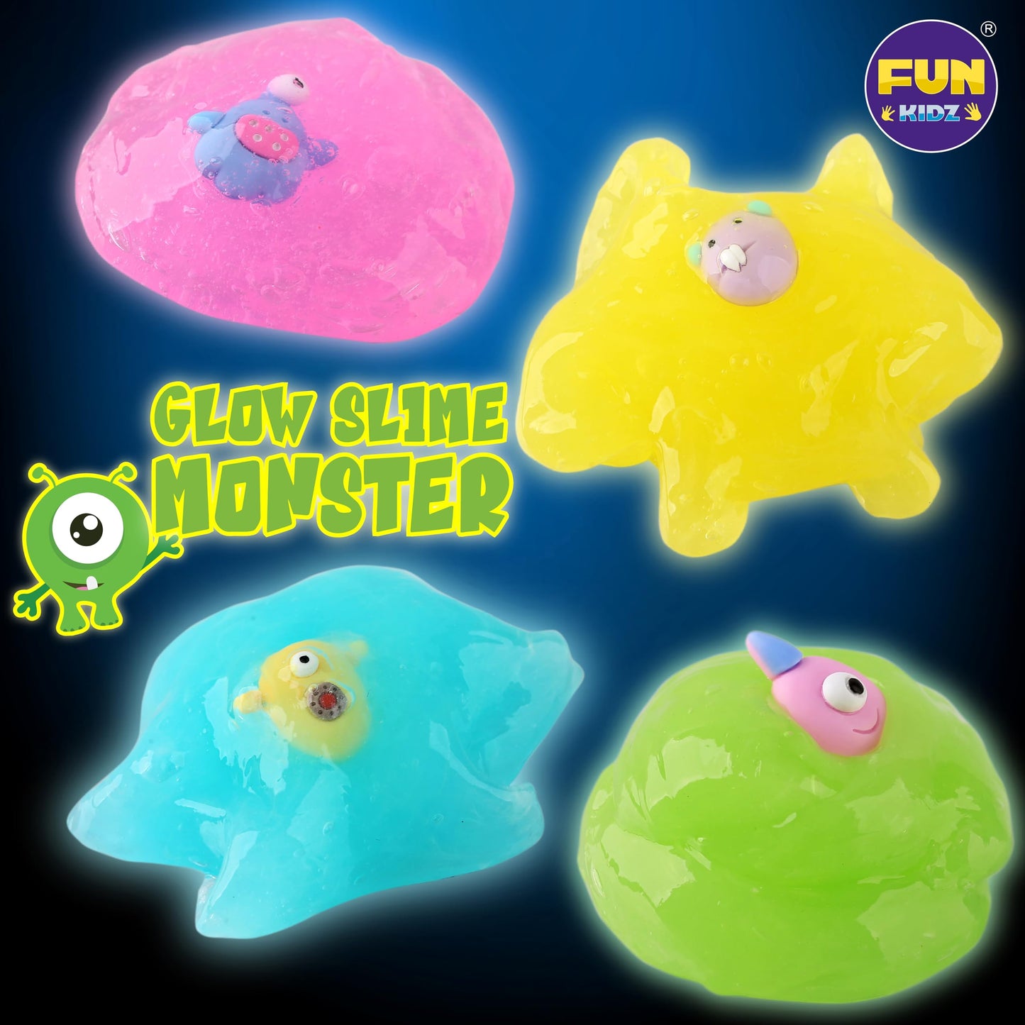 FUN KIDZ Halloween Monster Slime Kit – Glow in the Dark Slime for Girls 6-12