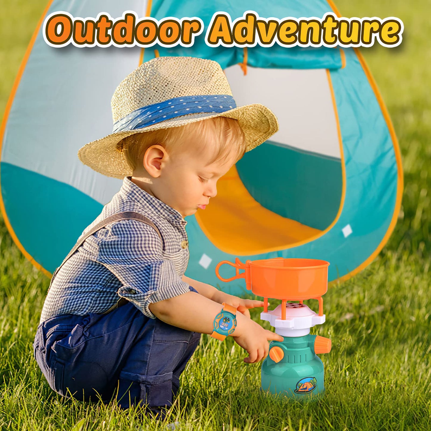 FUN LITTLE TOYS Pop Up Play Tent with Camping Gear & Tools Set