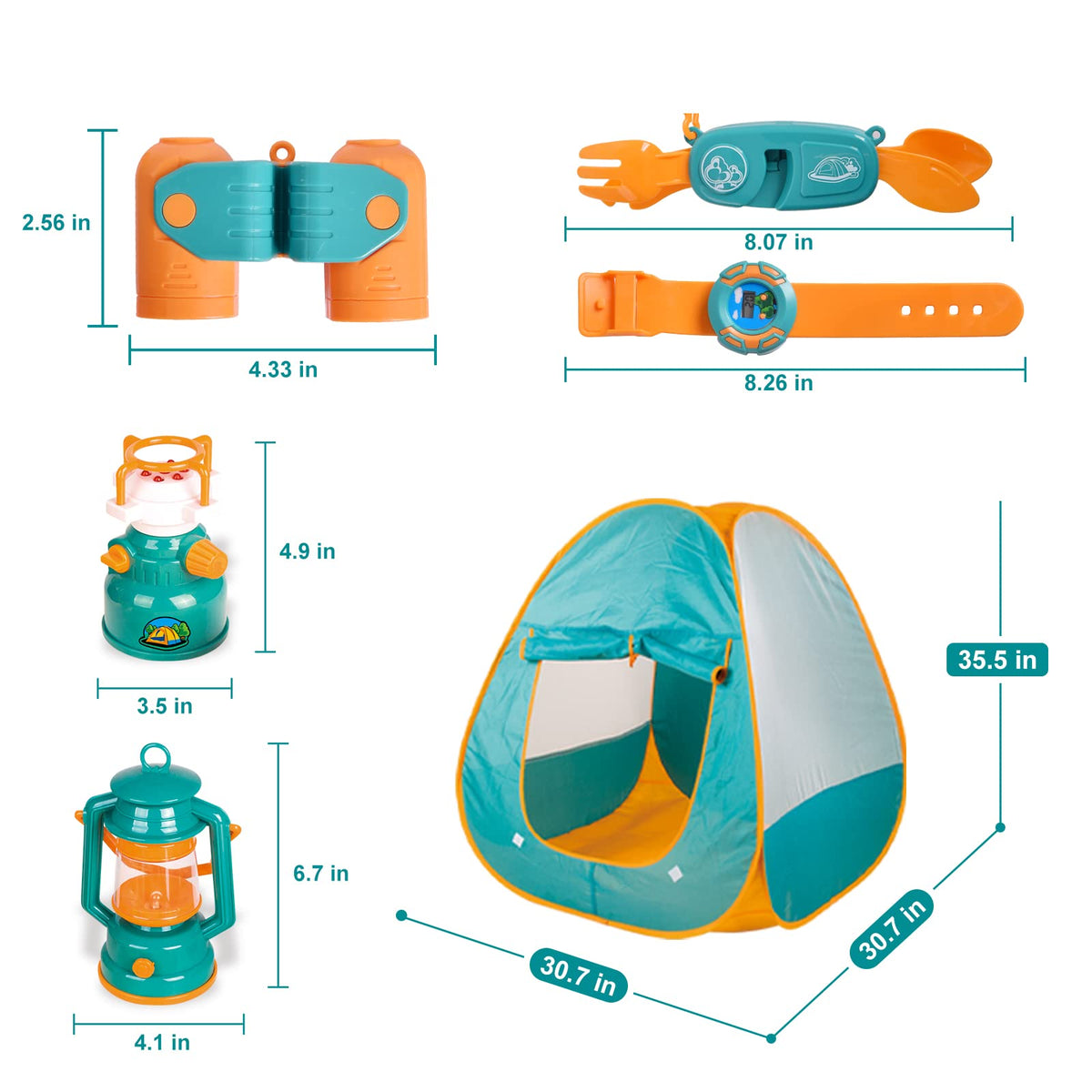 FUN LITTLE TOYS Kids Camping Set with Pop-Up Tent, Battery Lantern & Drawstring Bag