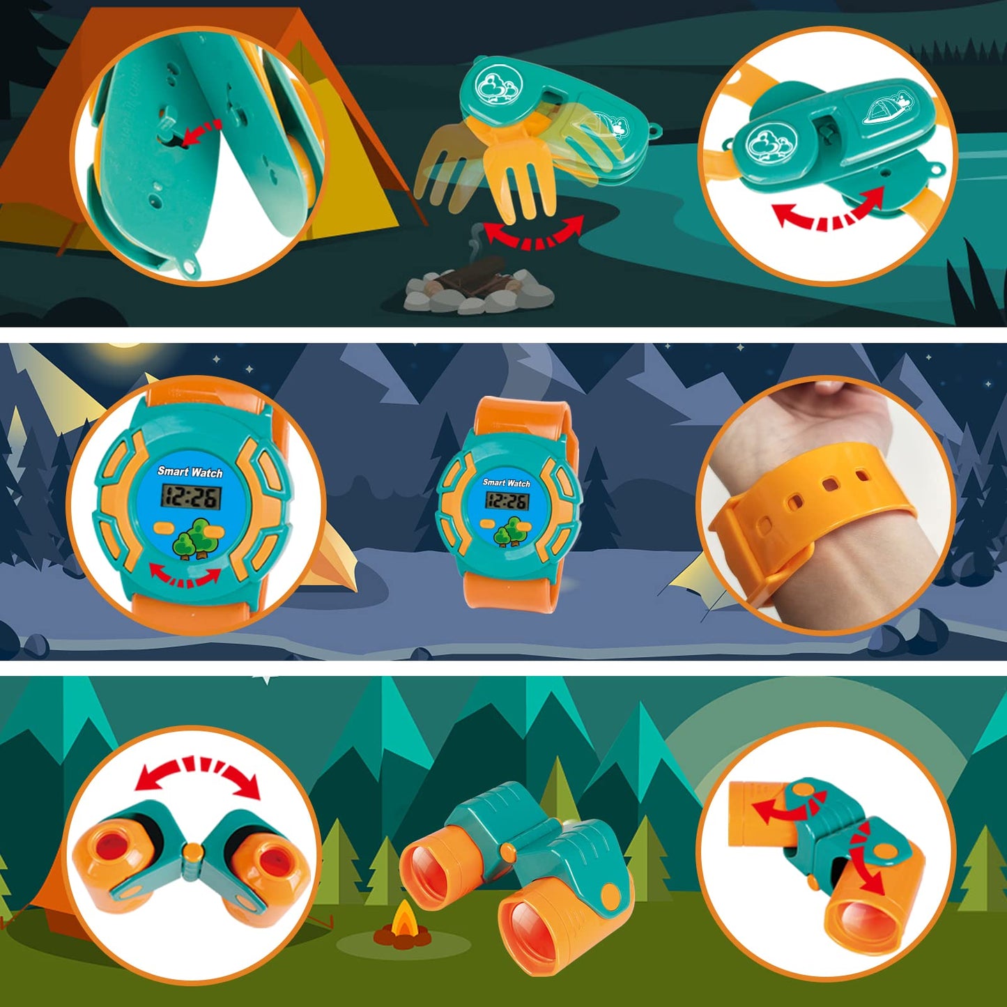 FUN LITTLE TOYS Kids Camping Set with Pop-Up Tent, Battery Lantern & Drawstring Bag
