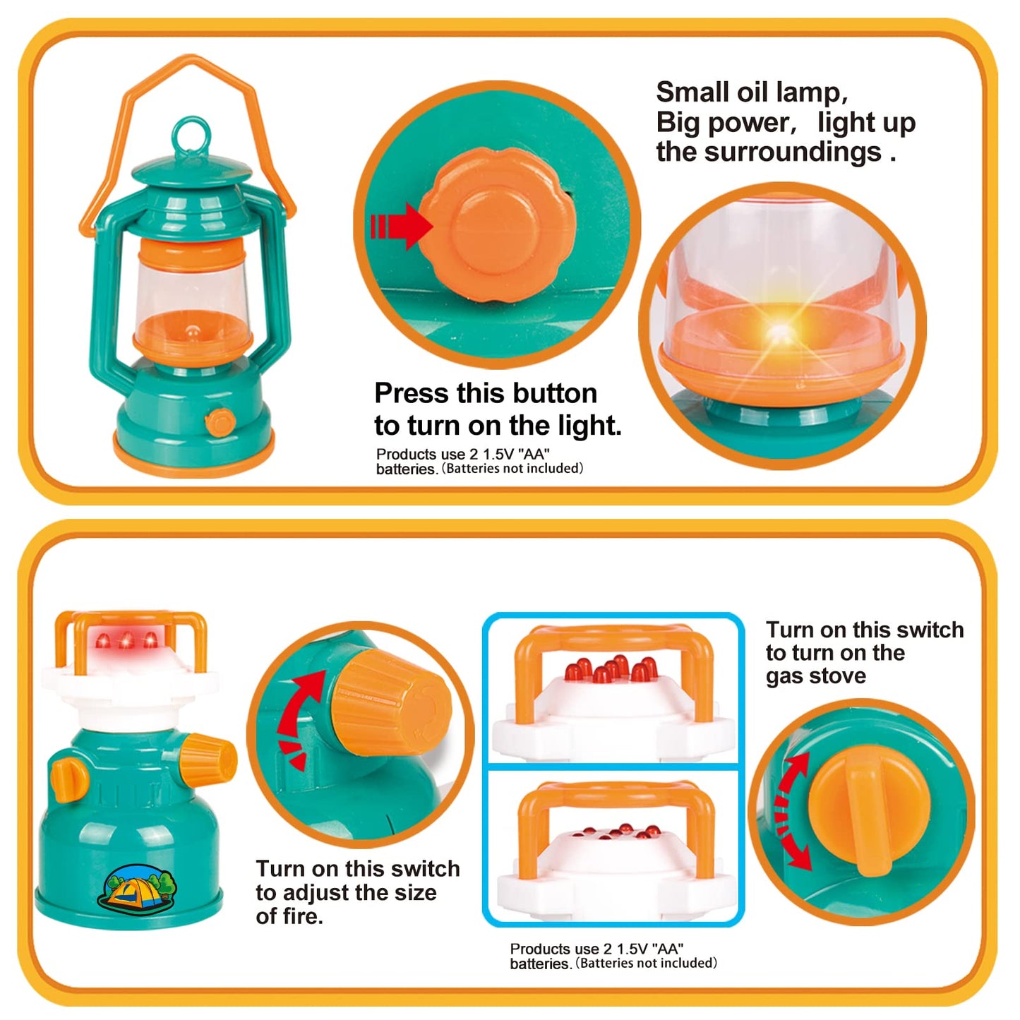 FUN LITTLE TOYS Pop Up Play Tent with Camping Gear & Tools Set