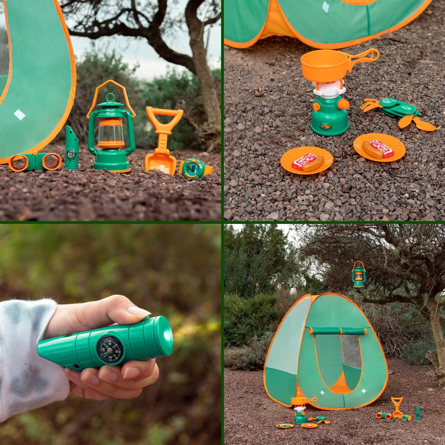 FUN LITTLE TOYS Pop Up Play Tent with Camping Gear & Tools Set