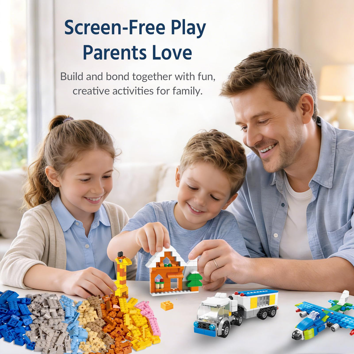 FUN LITTLE TOYS 1100 PCS Building Blocks for Kids 6-12 — 147 Shapes, 17 Colors, Baseplate Compatible Bulk Set
