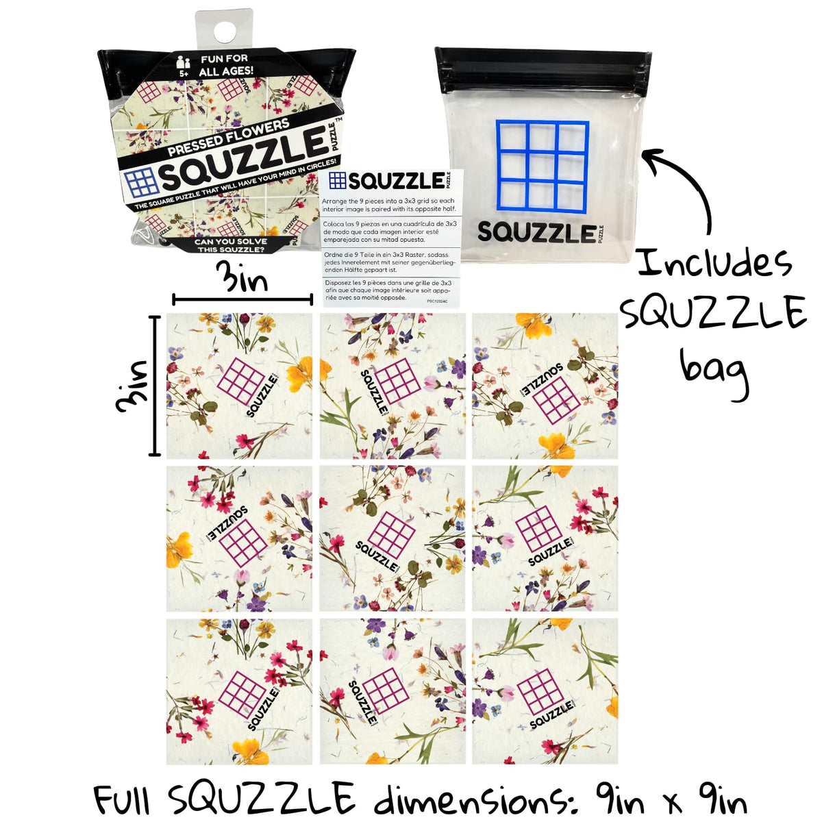 Fun Squared Games Squzzle Puzzle – 9-Piece Travel Brain Teaser