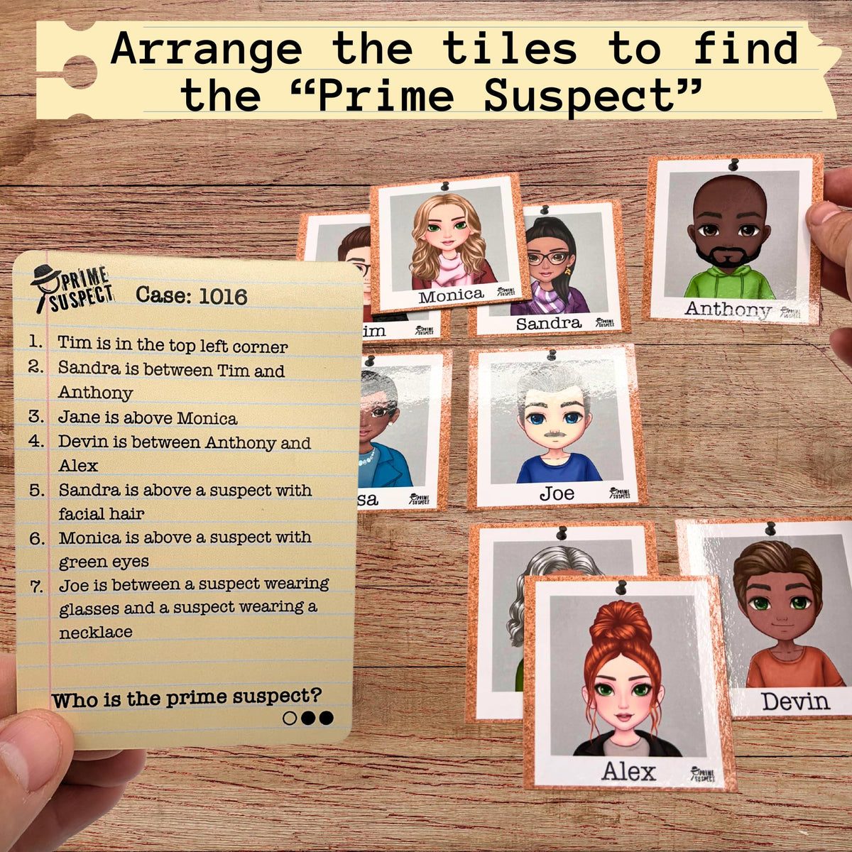 Fun Squared Games Prime Suspect – Logic Deduction Puzzle with 45 Case Cards | Solo or Cooperative Play | Ages 8+