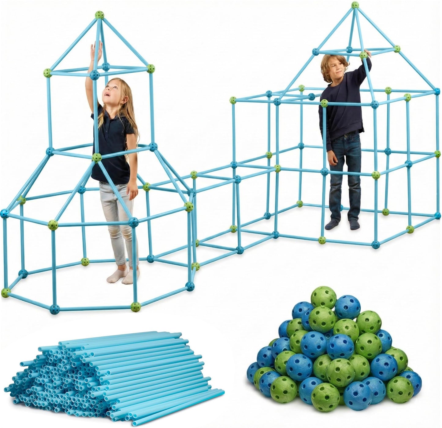 FUNbelievable! 132 Piece Fort Building Kit – Indoor STEM & Imagination Play