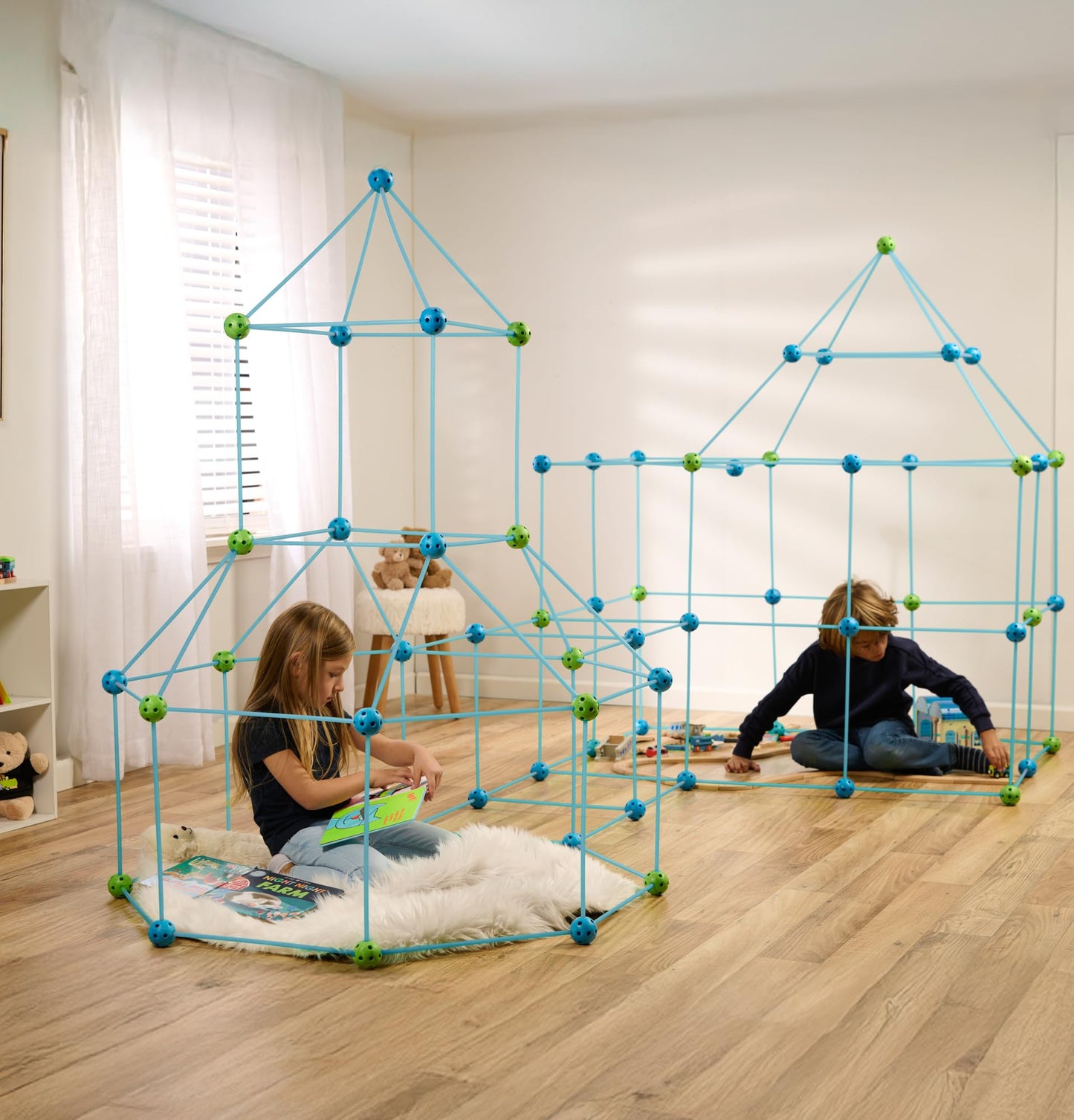 FUNbelievable! 132 Piece Fort Building Kit – Indoor STEM & Imagination Play