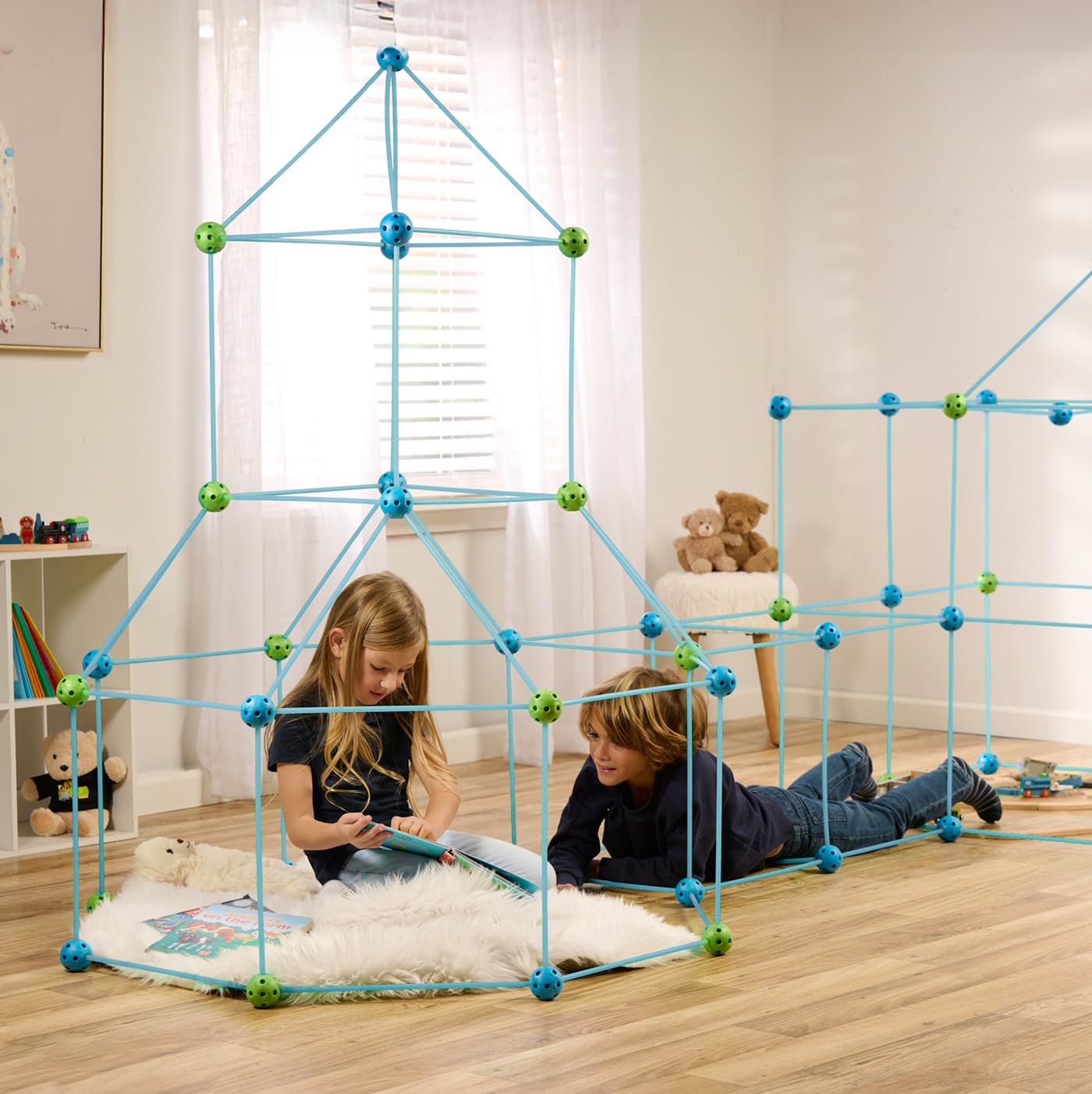 FUNbelievable! 132 Piece Fort Building Kit – Indoor STEM & Imagination Play