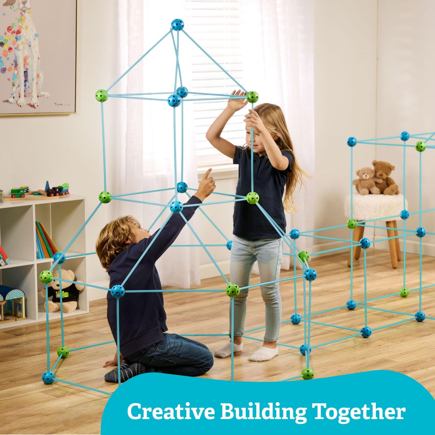 FUNbelievable! 132 Piece Fort Building Kit – Indoor STEM & Imagination Play