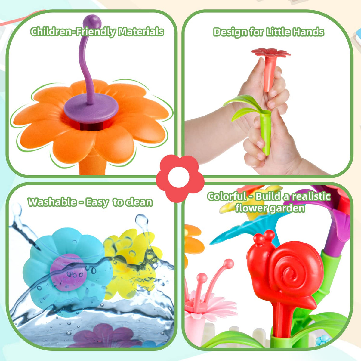 Funbud Flower Garden Building Toys for Girls Aged 3-6 | STEM Preschool Floral Garden Toy Set