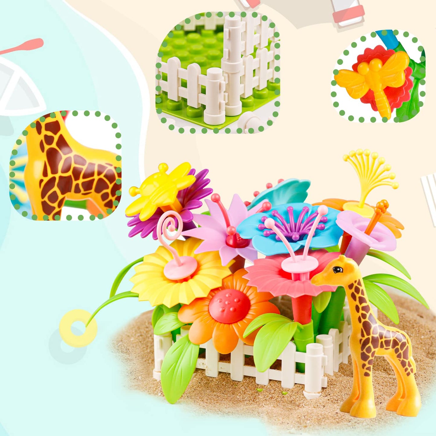 Funbud Flower Garden Building Toys for Girls Aged 3-6 | STEM Preschool Floral Garden Toy Set