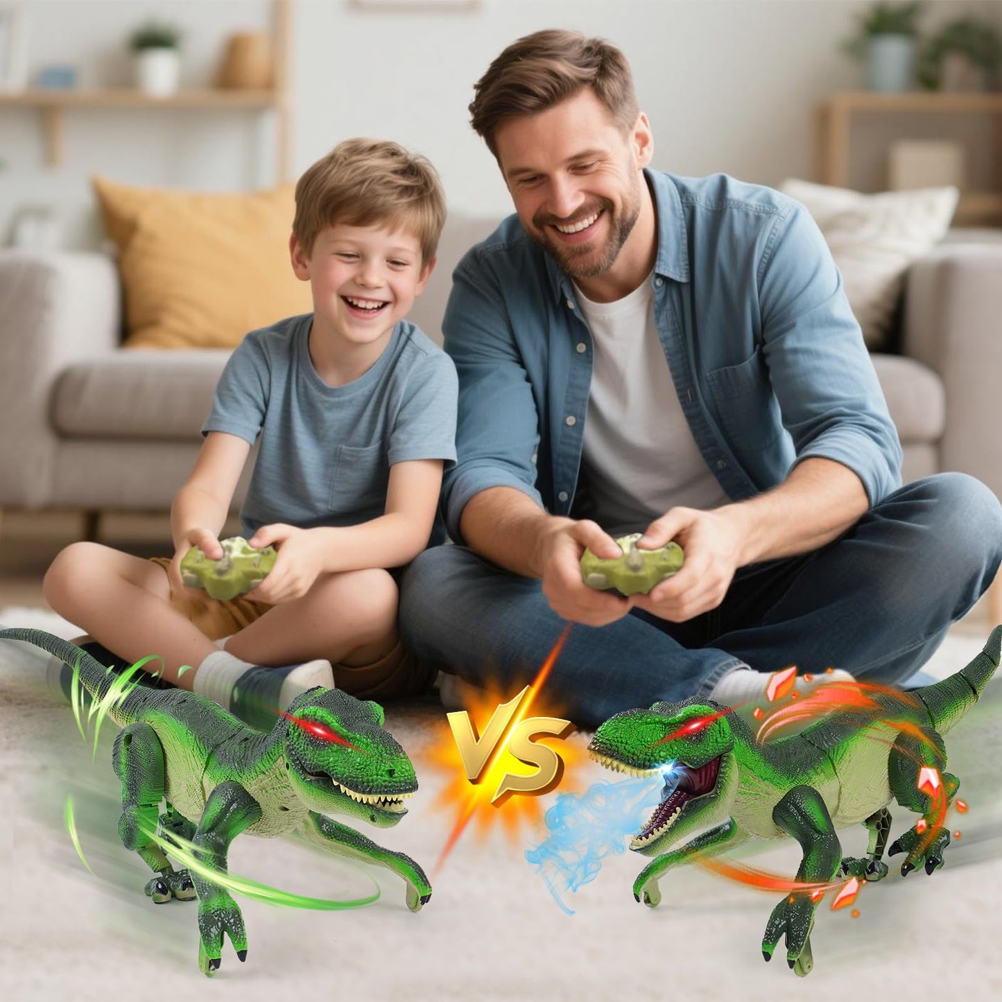 Funbud Remote Control Dinosaur Toy for Kids — Roar, Spray, Light, 2.4GHz RC Dino