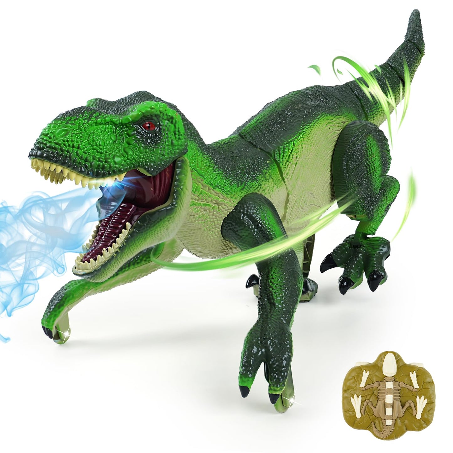 Funbud Remote Control Dinosaur Toy for Kids — Roar, Spray, Light, 2.4GHz RC Dino