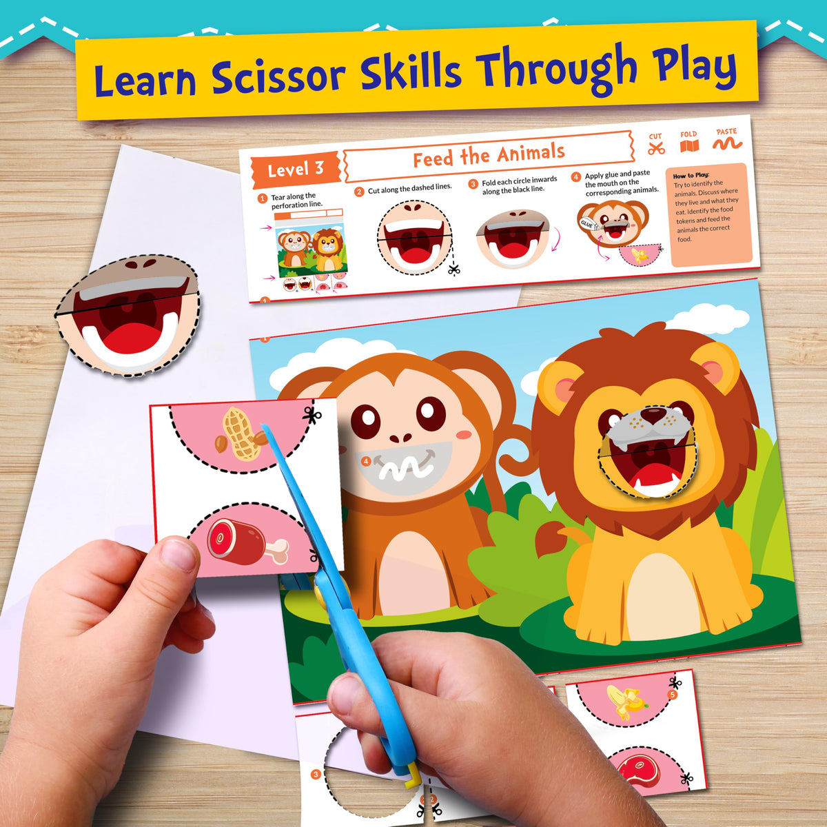 Funcils Toddler Scissor Skills Kit — Safe Scissors, Montessori Art & Preschool Activities for Ages 3–7