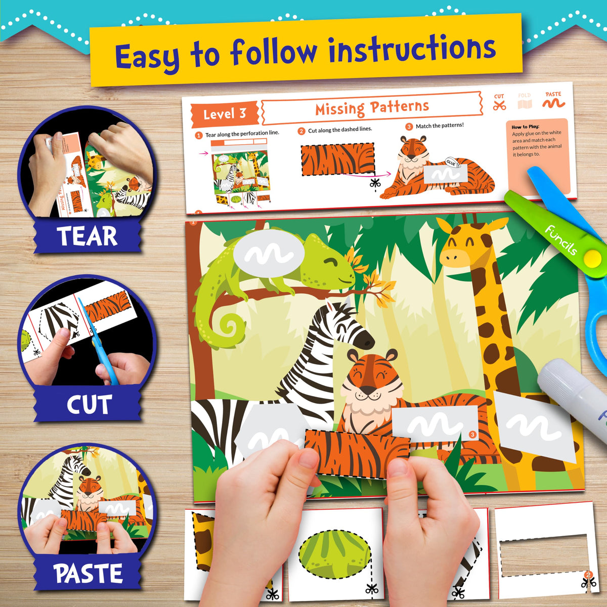 Funcils Toddler Scissor Skills Kit — Safe Scissors, Montessori Art & Preschool Activities for Ages 3–7