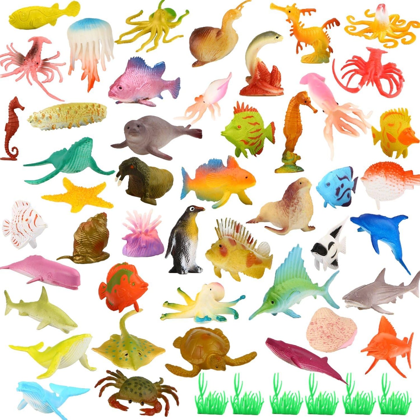 Funcorn Toys Ocean Sea Animal 52-Pack Mini Vinyl Figures for Bath & Party