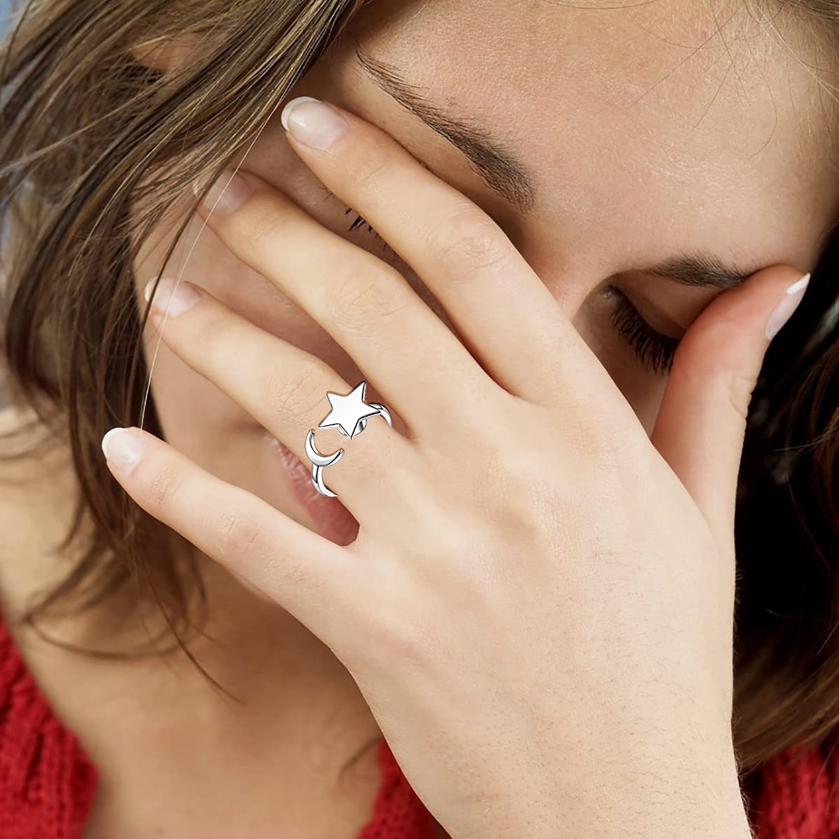 FUNEIA 6-piece Fidget Ring Set – Adjustable Spinner Rings for Women