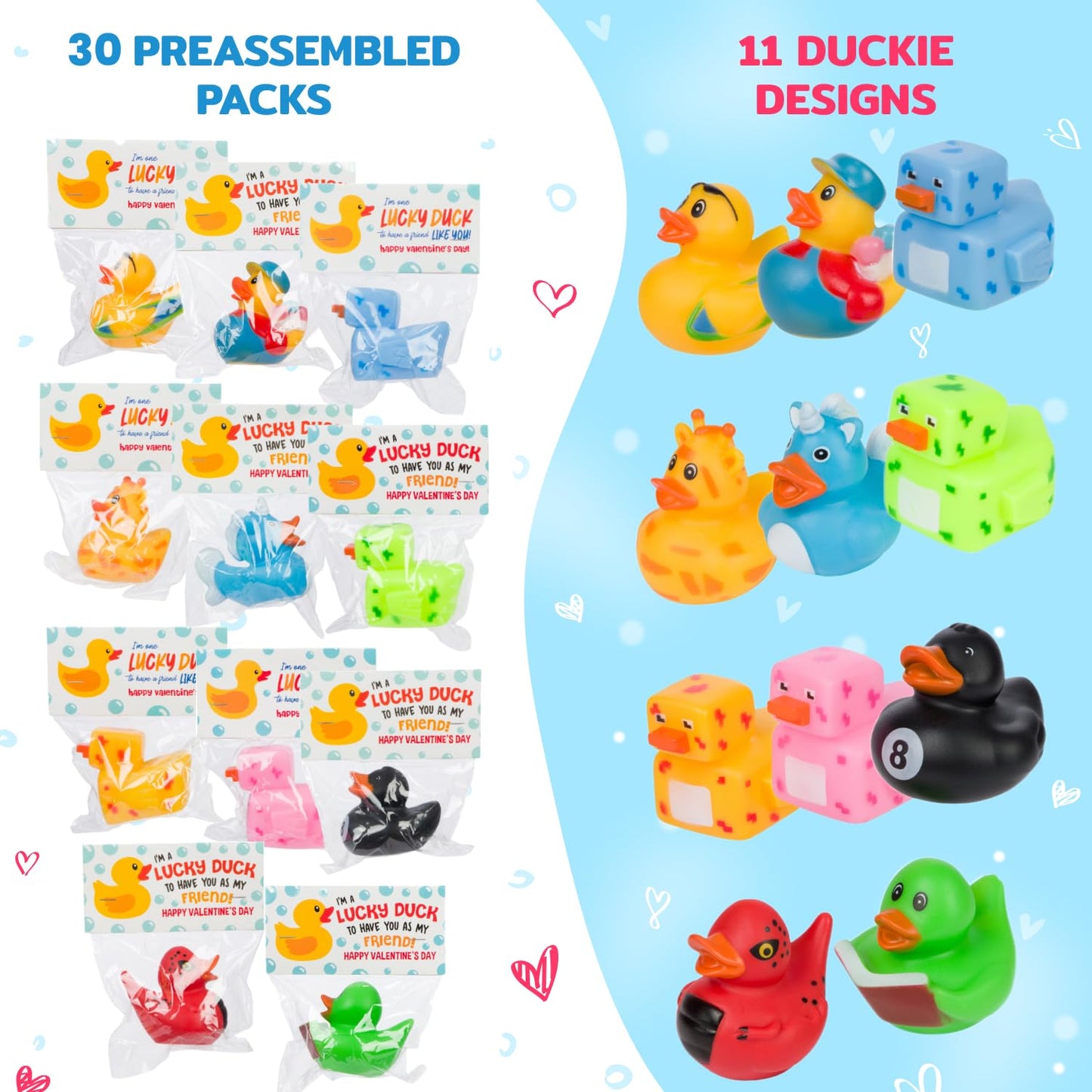 Funeta 30-Exchange-Ready Rubber Ducks & Valentine Cards for Classrooms