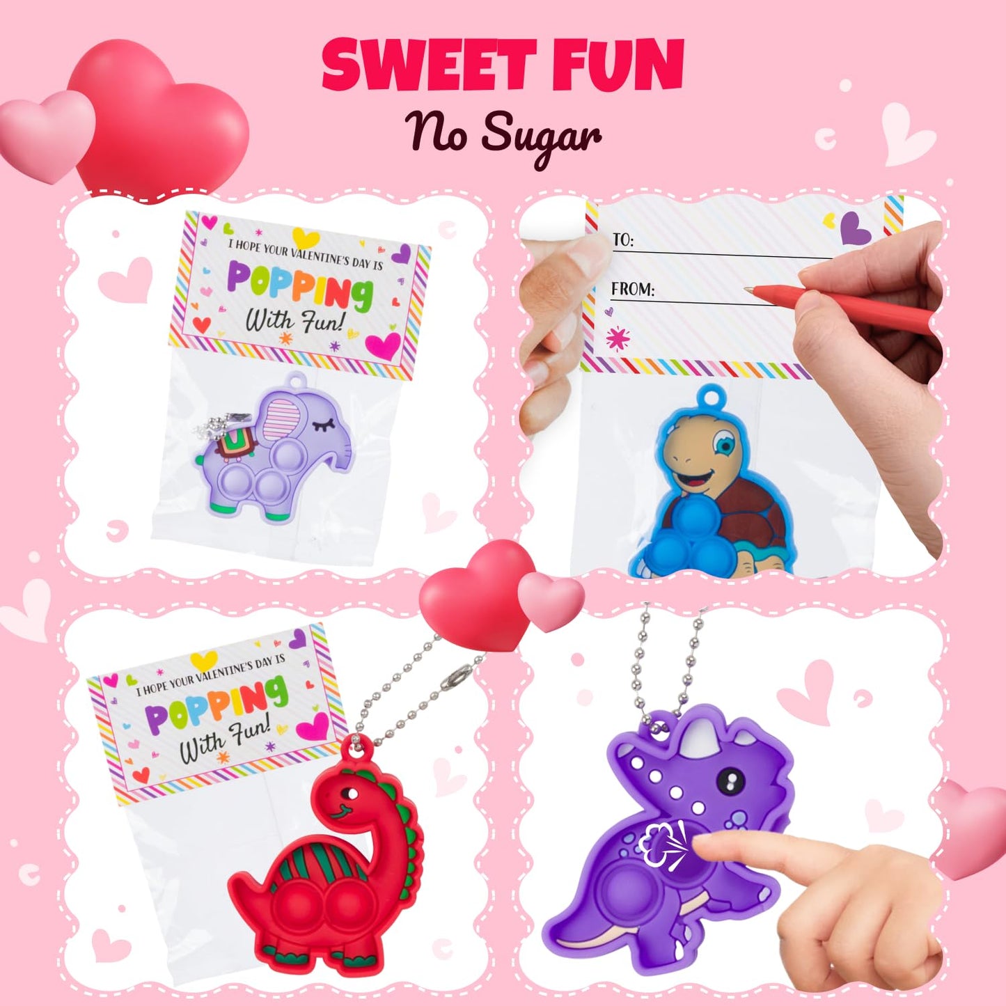 Funeta 30-Pack Animal Valentine Pop Its for Kids – Classroom Cards