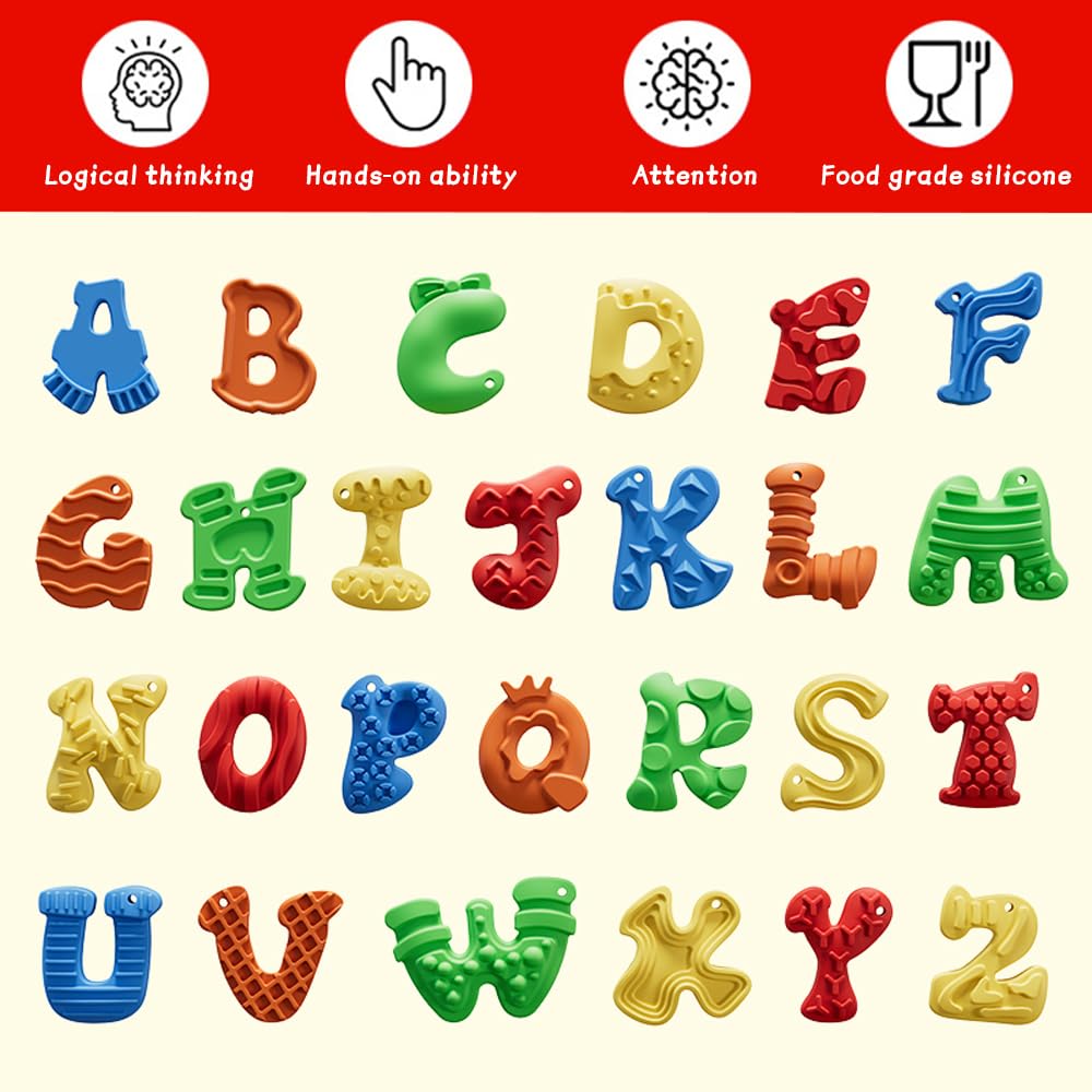 FunFusion 26pc A-Z Letter Fidget Stones – Textured Sensory Toys for Focus, Calm, and Kids