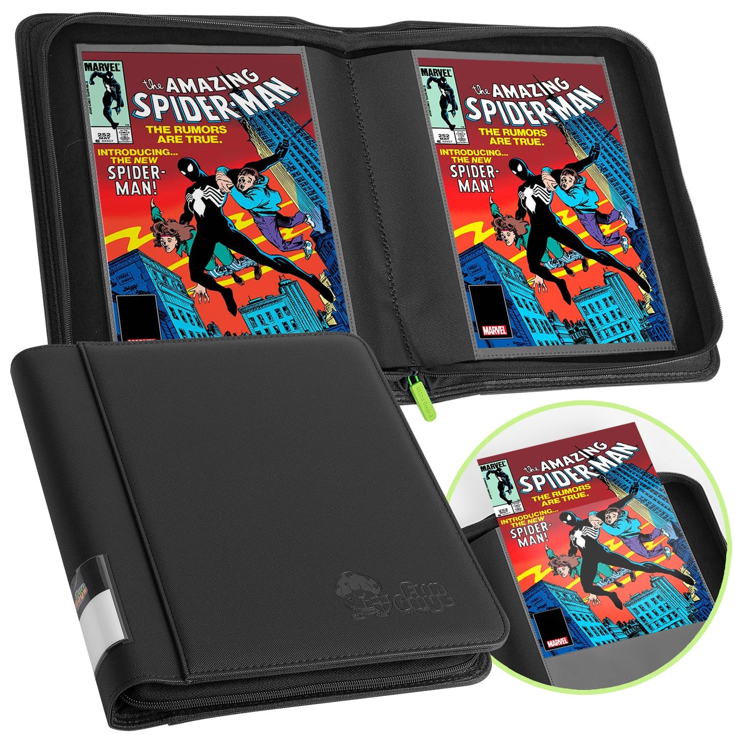 FunGuys Comic Book Storage Binder – 16 Double-Sided Pockets, Holds 32 Comics