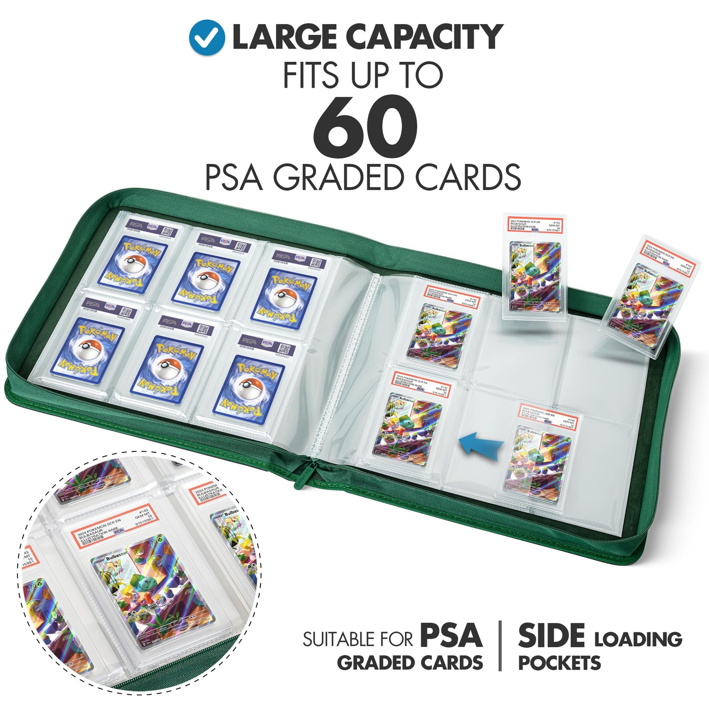 FunGuys Graded Card Binder — 60-Card, 6-Pocket Slab Holder with Zipper