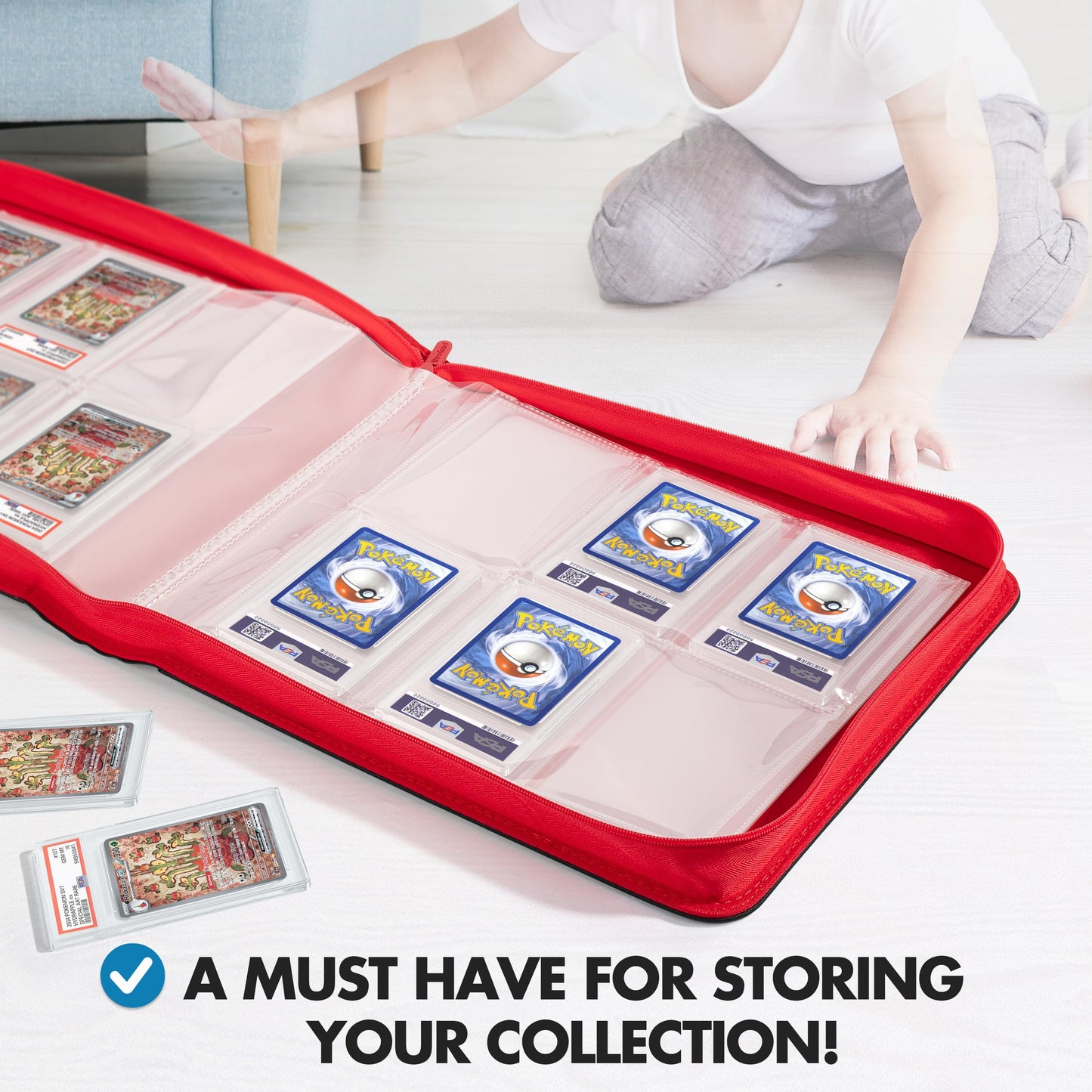 FunGuys Graded Card Binder — 60 PSA Slab Holder, 6-Pocket Storage, Zippered Display Case