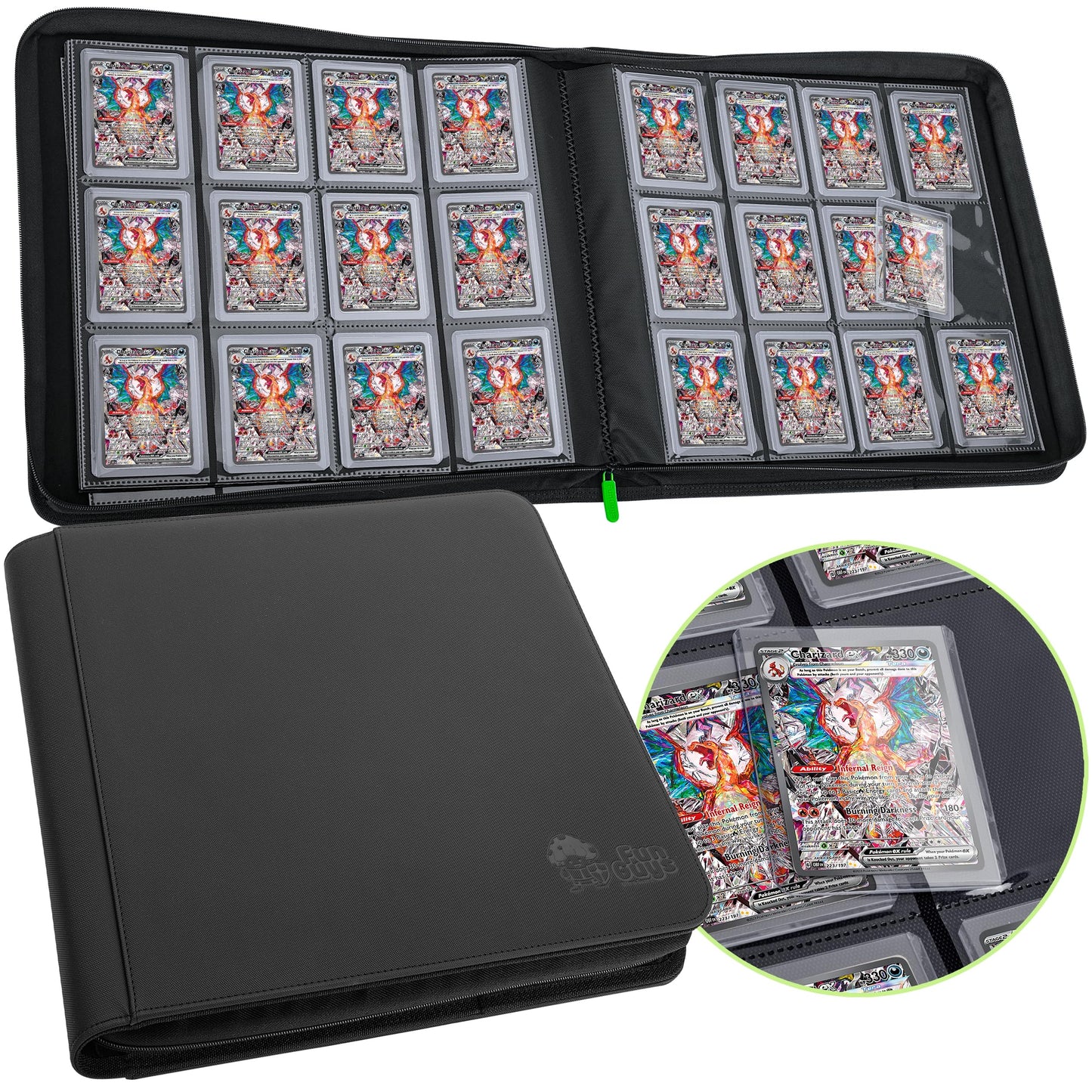 FunGuys Toploader Binder - 384 Cards, 12-Pocket Pages for Yugioh MTG TCG