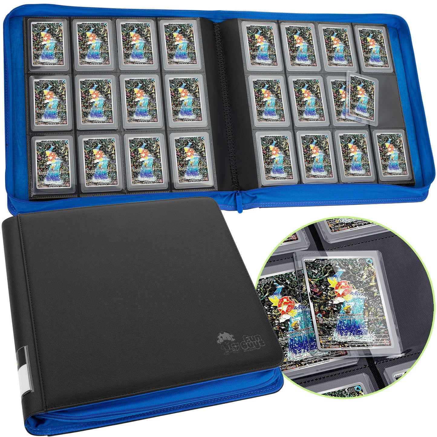 FunGuys Toploader Binder – 384-Card 12-Pocket Binder for Yugioh, MTG & TCG