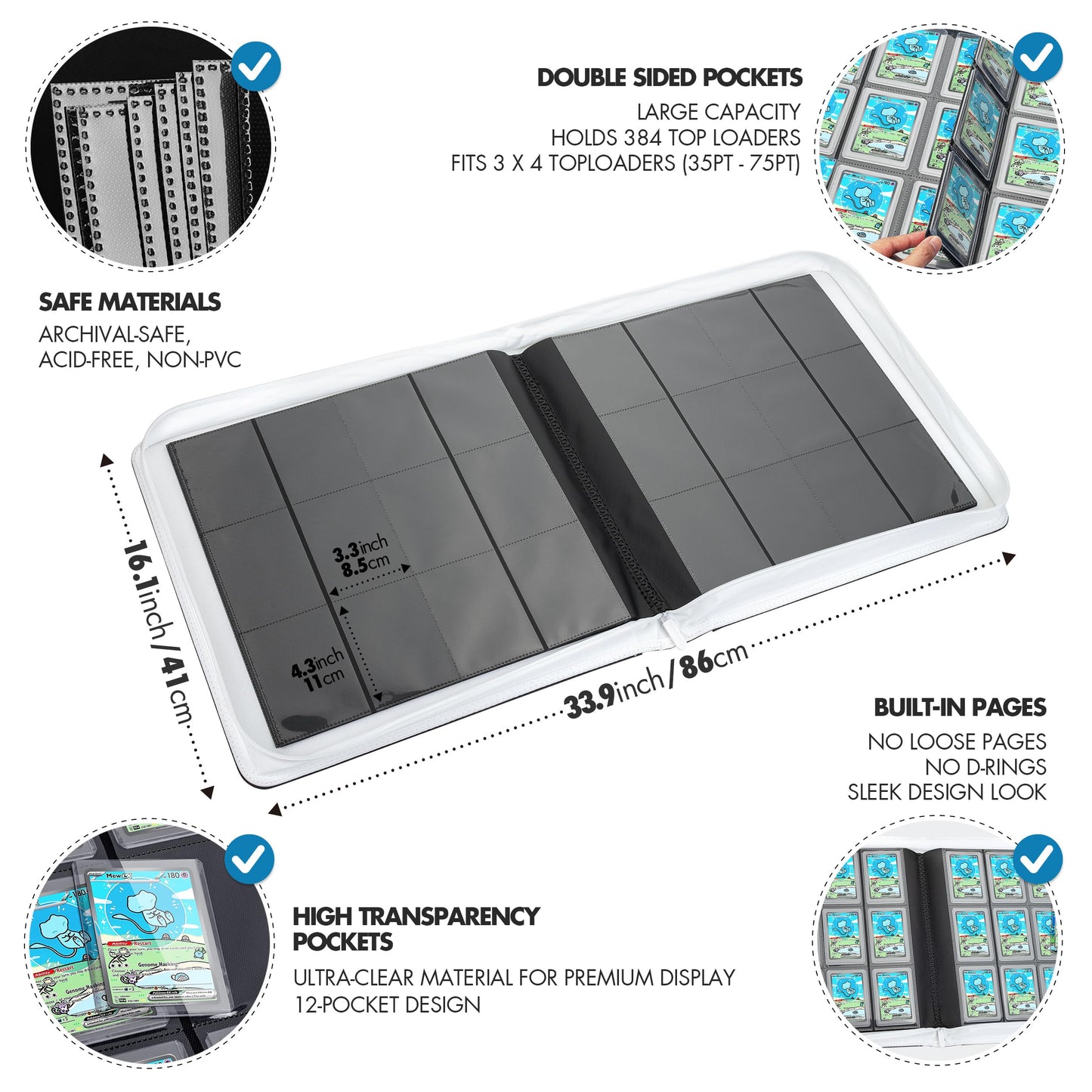 FunGuys Toploader Binder – 384-Card, 12-Pocket Trading Card Binder