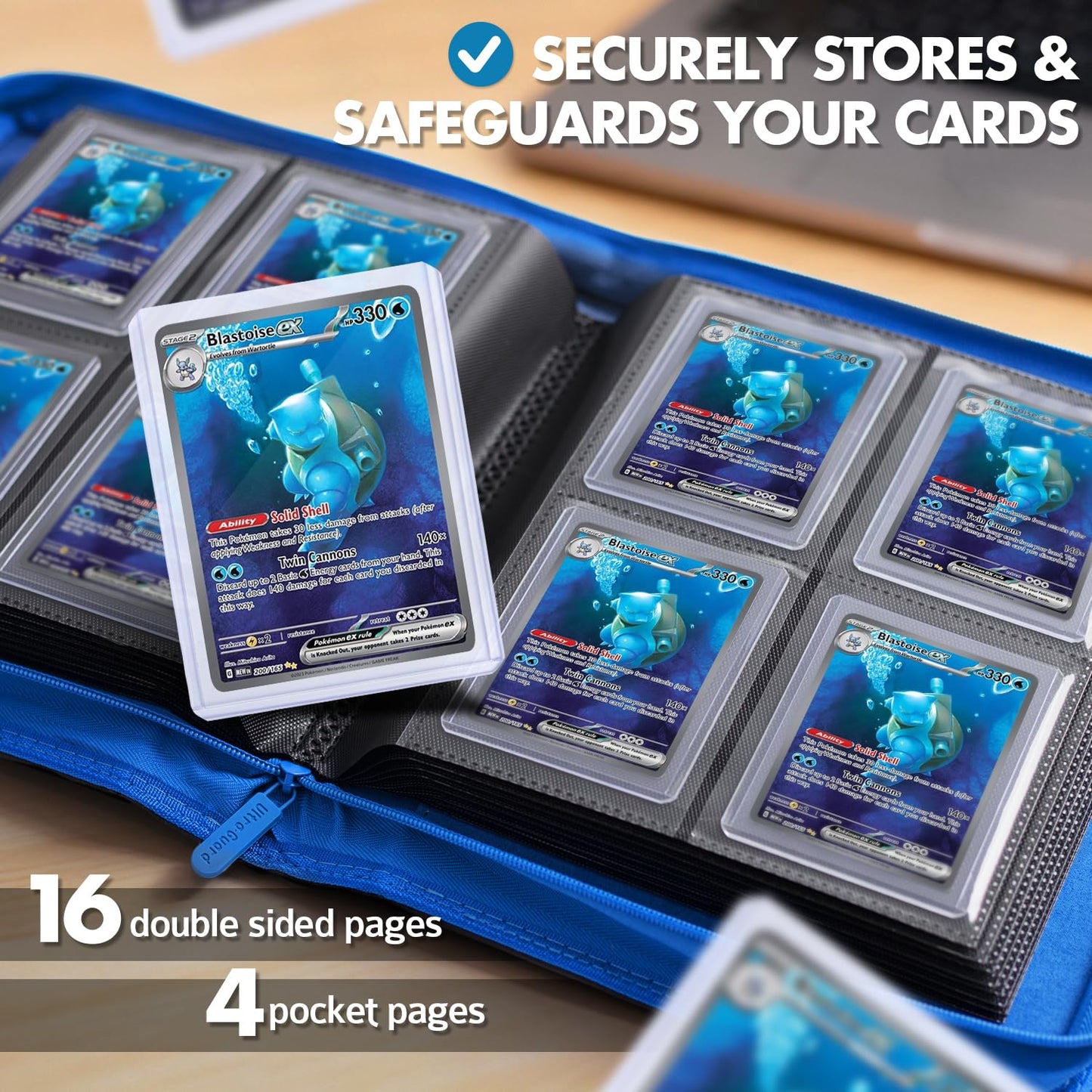 FunGuys Toploader Binder – 4-Pocket Card Binder for 128 Top Loaders | Travel-Ready Trading Card Storage