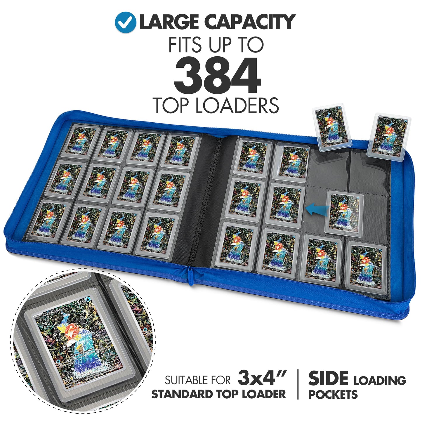 FunGuys Toploader Binder – 384-Card 12-Pocket Binder for Yugioh, MTG & TCG
