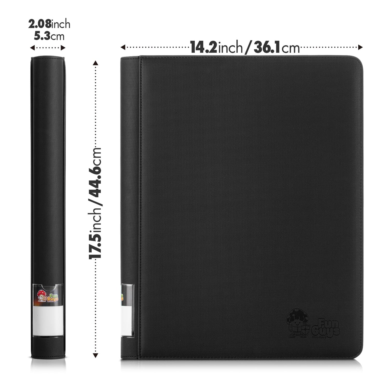 FunGuys Trading Card Binder — 16 Pocket, 1024 Card Capacity, PU Leather, Zipper