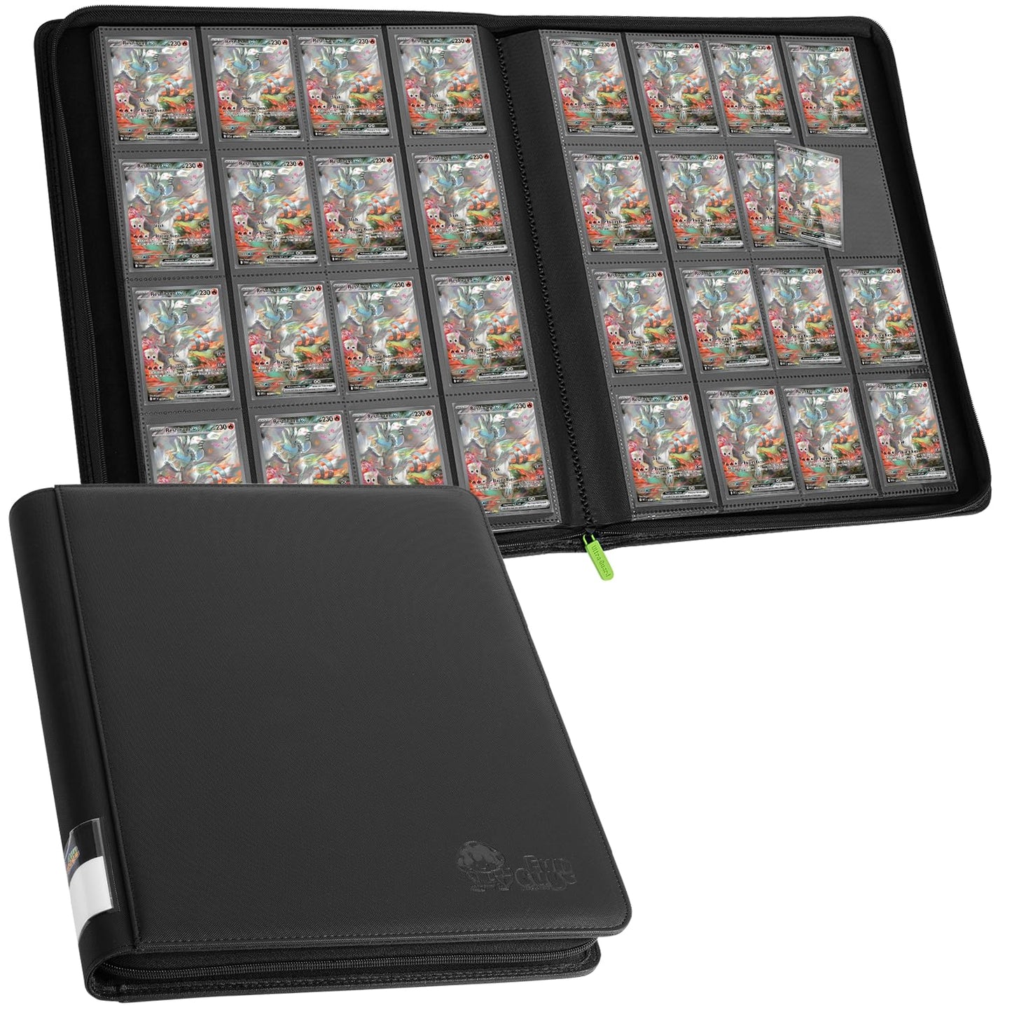 FunGuys Trading Card Binder — 16 Pocket, 1024 Card Capacity, PU Leather, Zipper