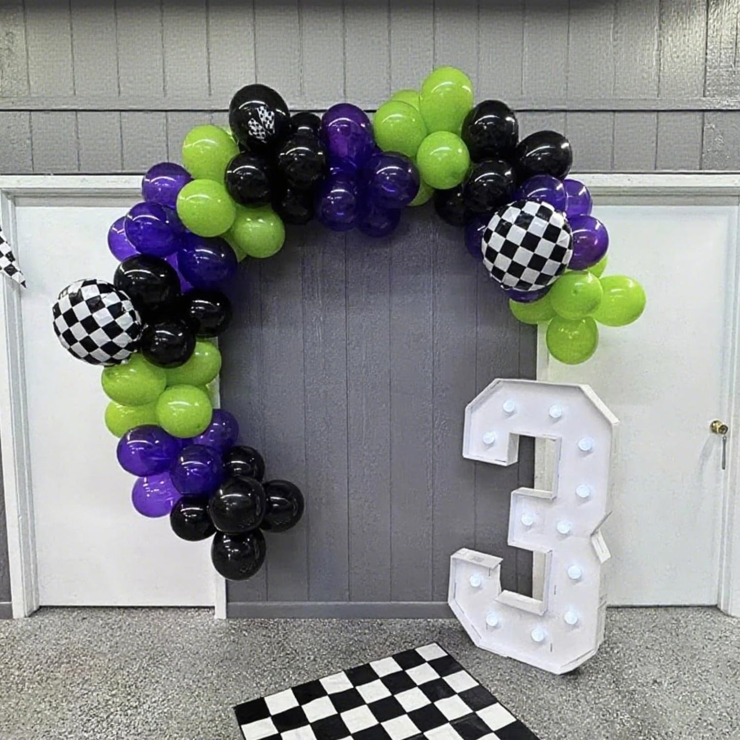 FunHot Monster Truck Balloons Set - 12in Purple, Green & Black for Boys Parties