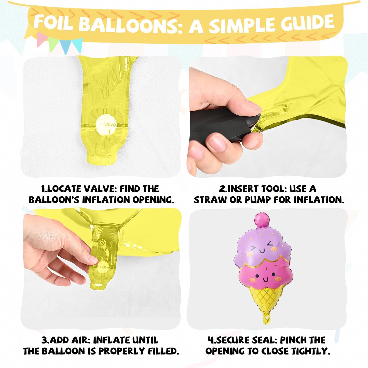 FunHot Pastel Balloons Set with Ice Cream Foil Balloons – 35pc 12in Macaron Colors for Birthday Parties