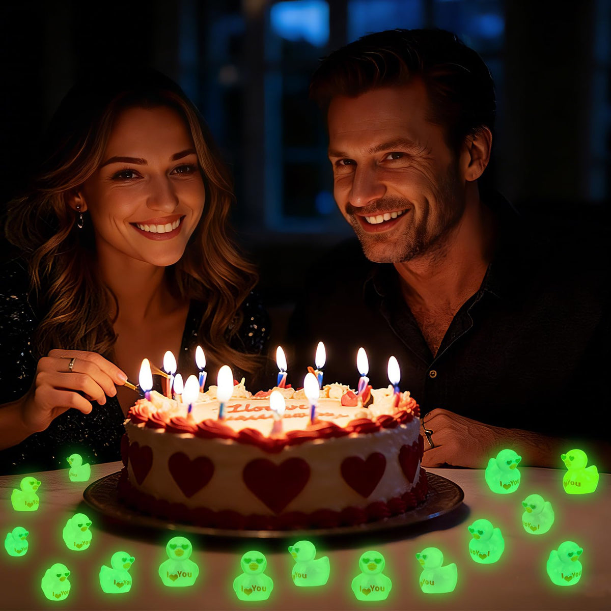 FUNID 100 Pcs Glow-in-the-Dark Mini Resin Ducks – Luminous Valentine’s Day Decor & Craft Figurines