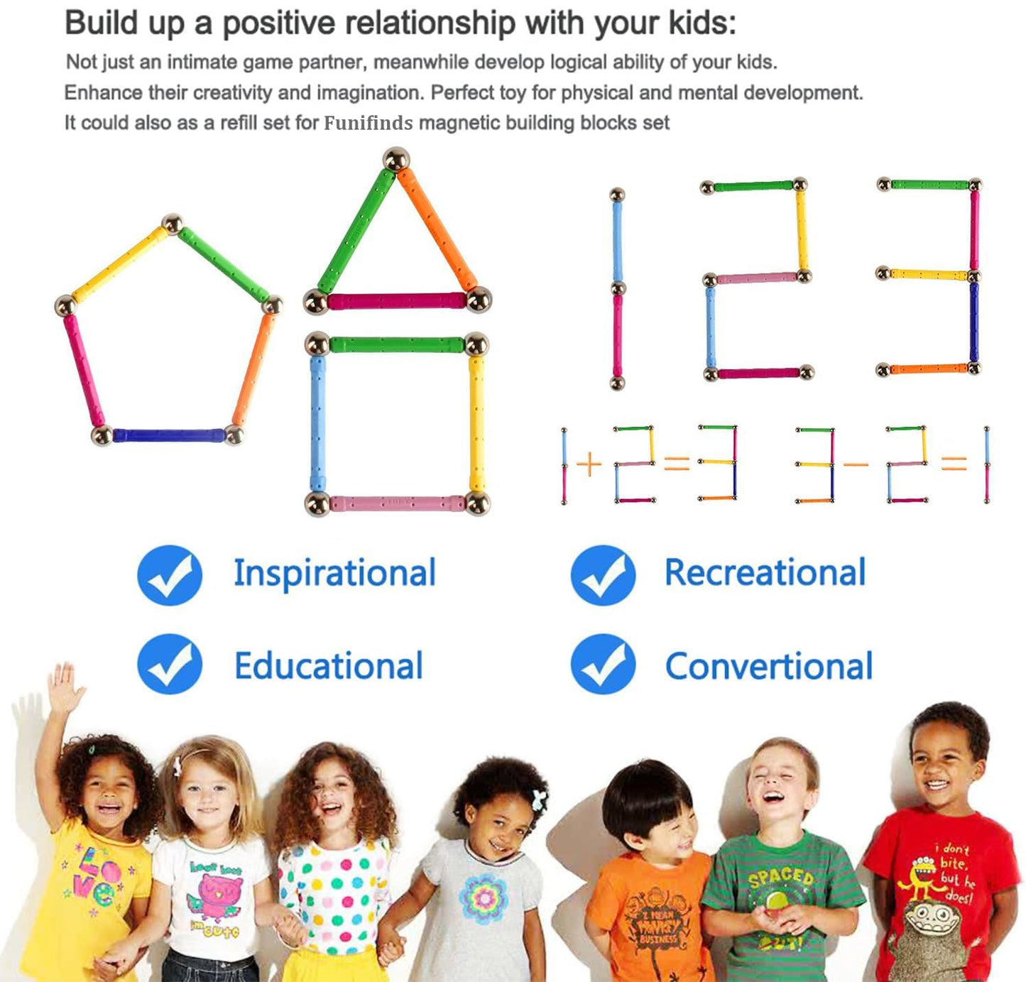 Funifinds 312PCS Magnetic Building Sticks Set – STEM Magnetic Toys, Non-Toxic, Portable Storage Bag