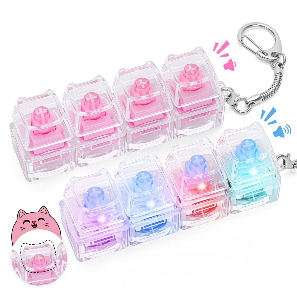 FunisFun 2PCS Cat Shaped Keyboard Fidget Toy – LED Clicky & Creamy Clickers