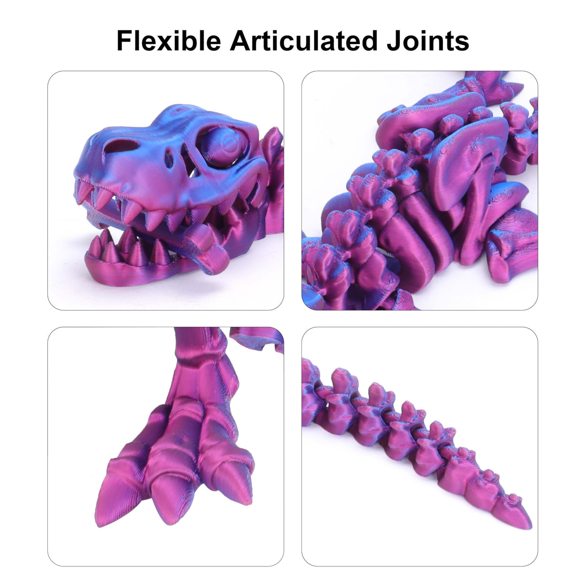 FunisFun 3D Dragon with Articulated Bones – Adult Fidget Toy (Blue-Purple)