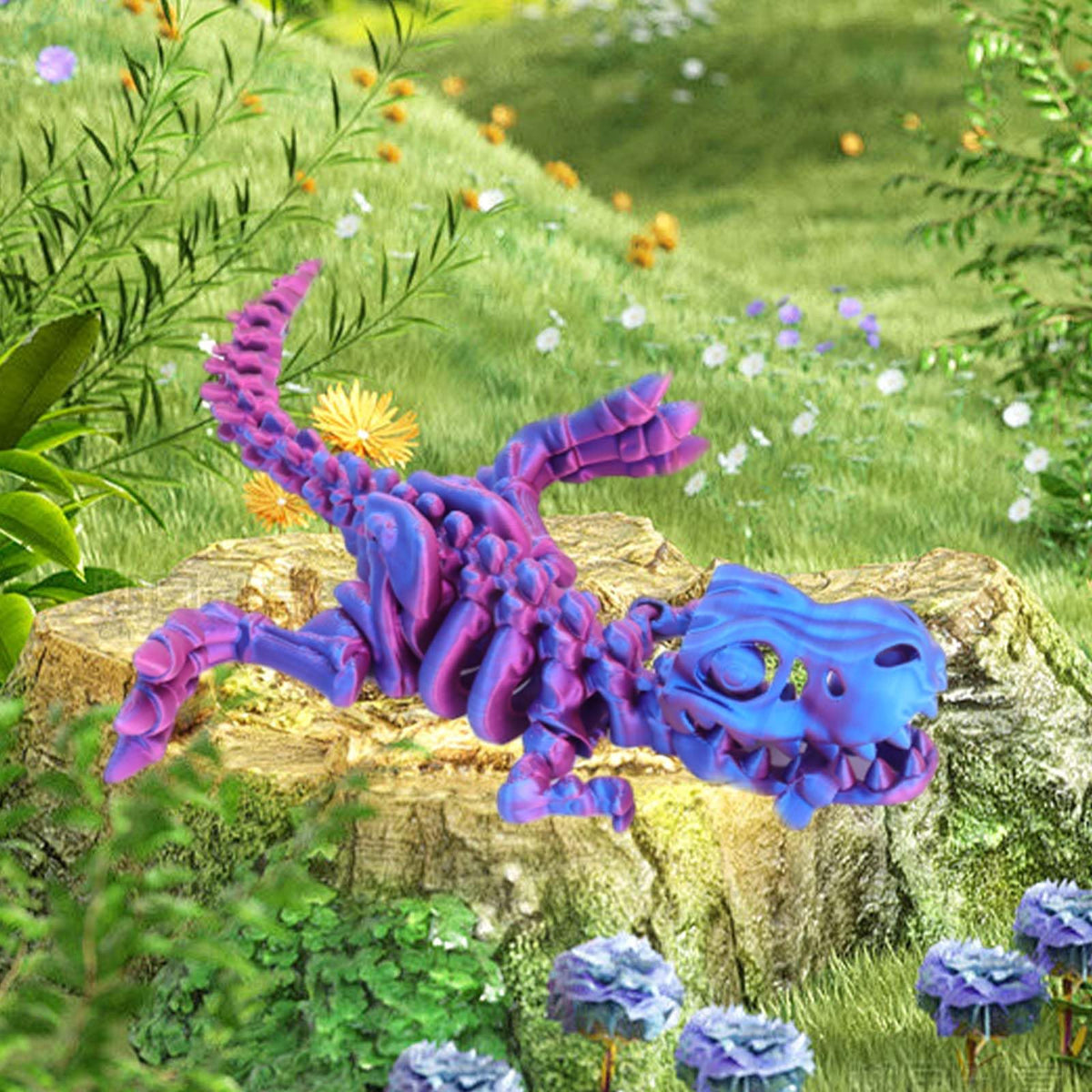 FunisFun 3D Dragon with Articulated Bones – Adult Fidget Toy (Blue-Purple)