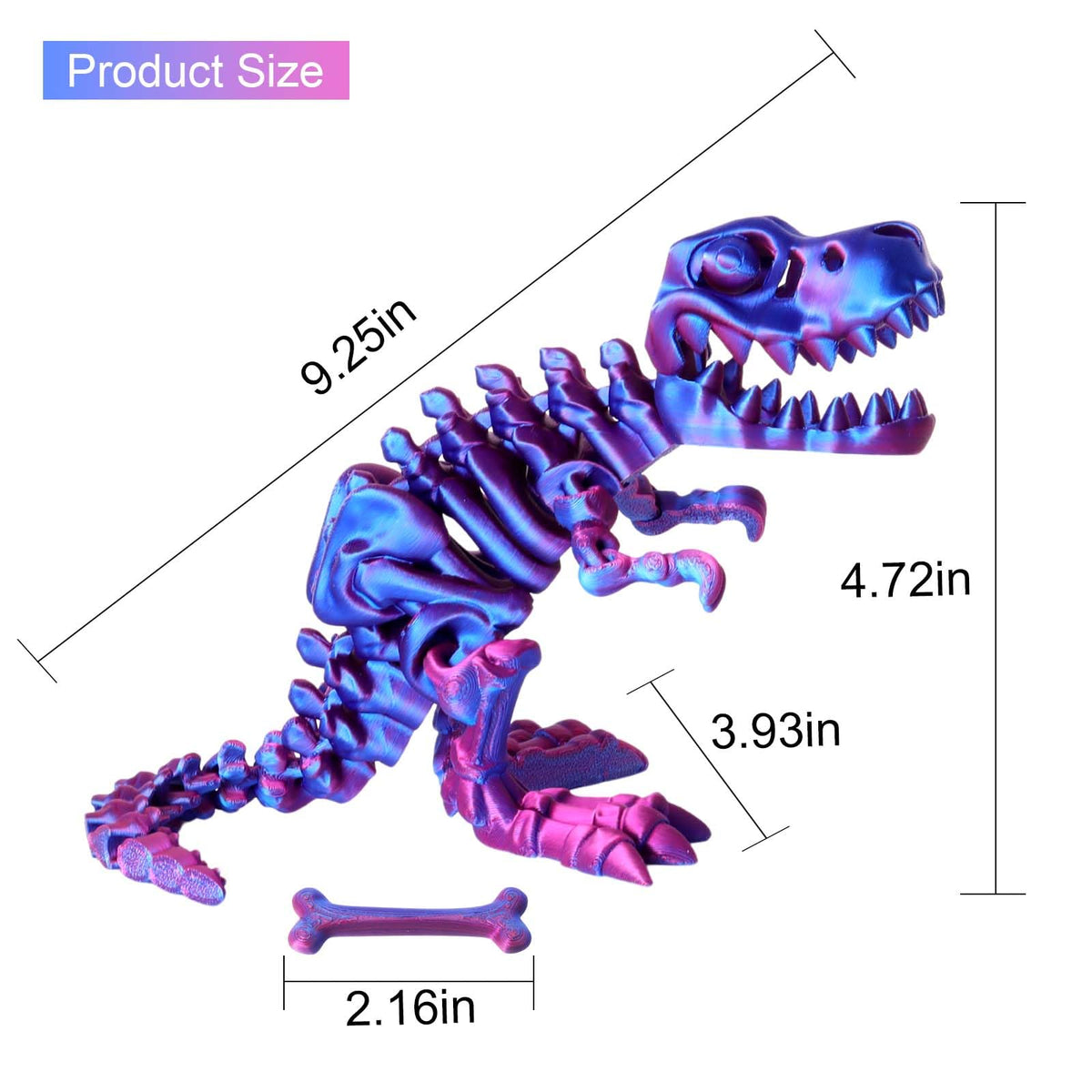 FunisFun 3D Dragon with Articulated Bones – Adult Fidget Toy (Blue-Purple)