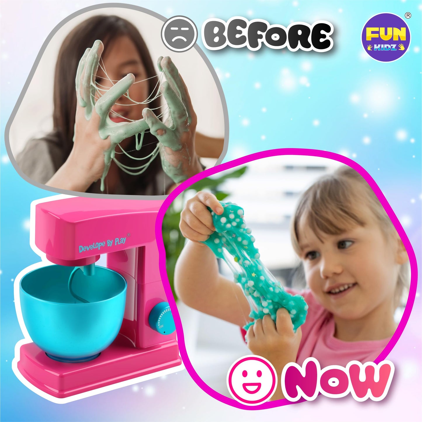 FUN KIDZ Electric Slime Mixer Kit – Twist Mixing for Kids 8–12