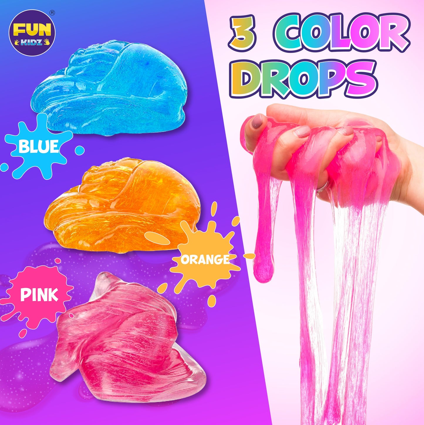 FunKidz 4 Pack Clear Slime – 1040 ml Glassy Premade Slime Kit for Kids 6-12