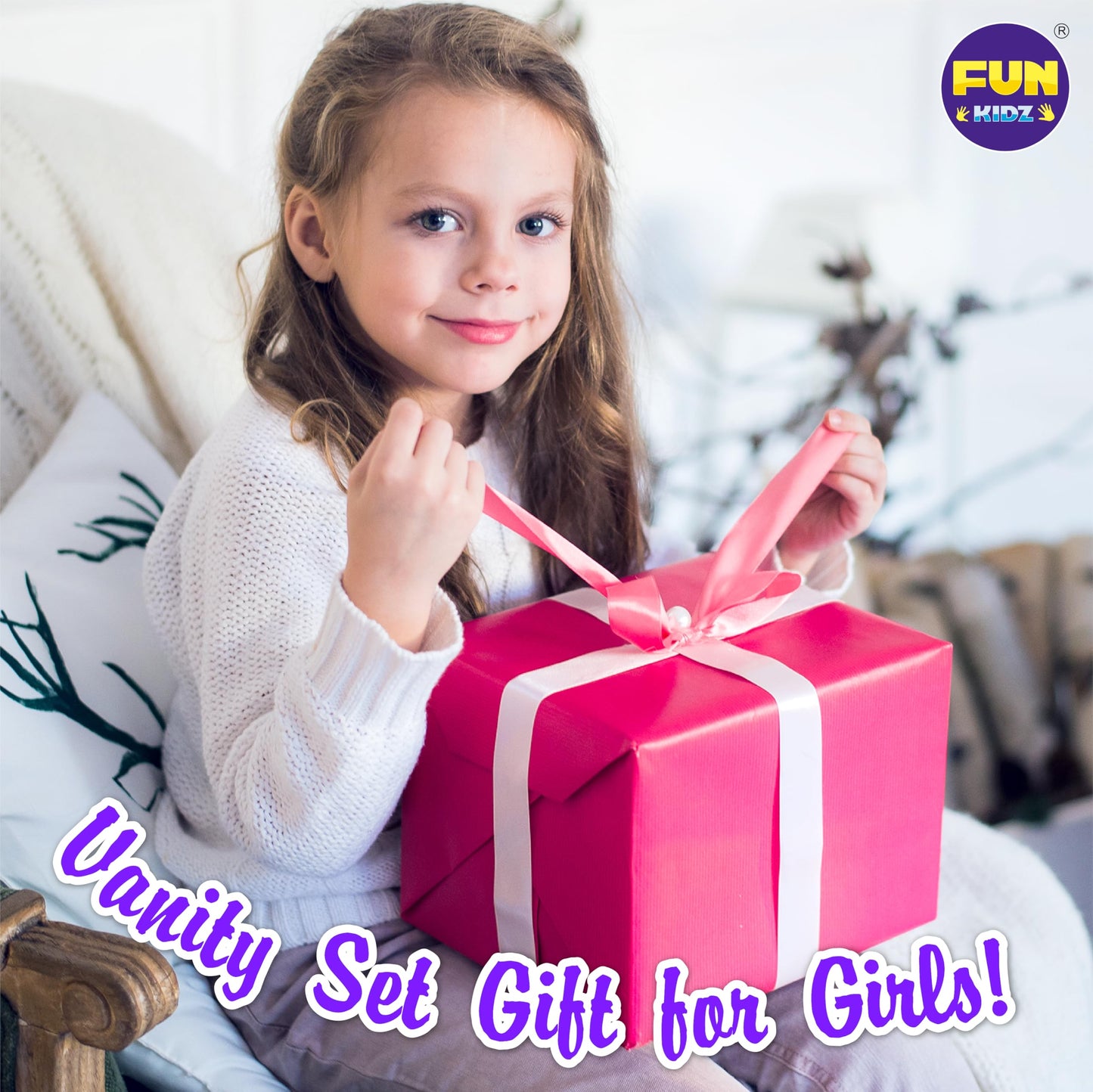 FUNKIDZ Makeup Kit for Kids – 60-Piece Washable Pretend Makeup Box Gift for Girls Aged 6-12