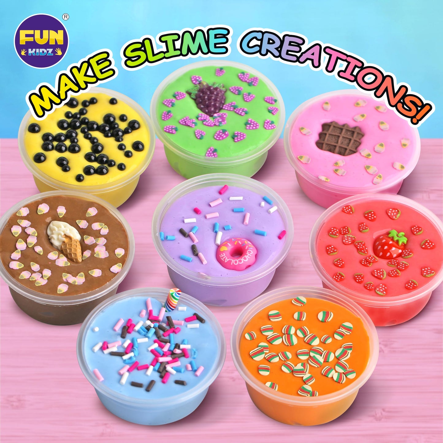 FunKidz Milky Butter Slime Bucket – 64 oz Premade Scented Slime Kit with 29 Add-Ins