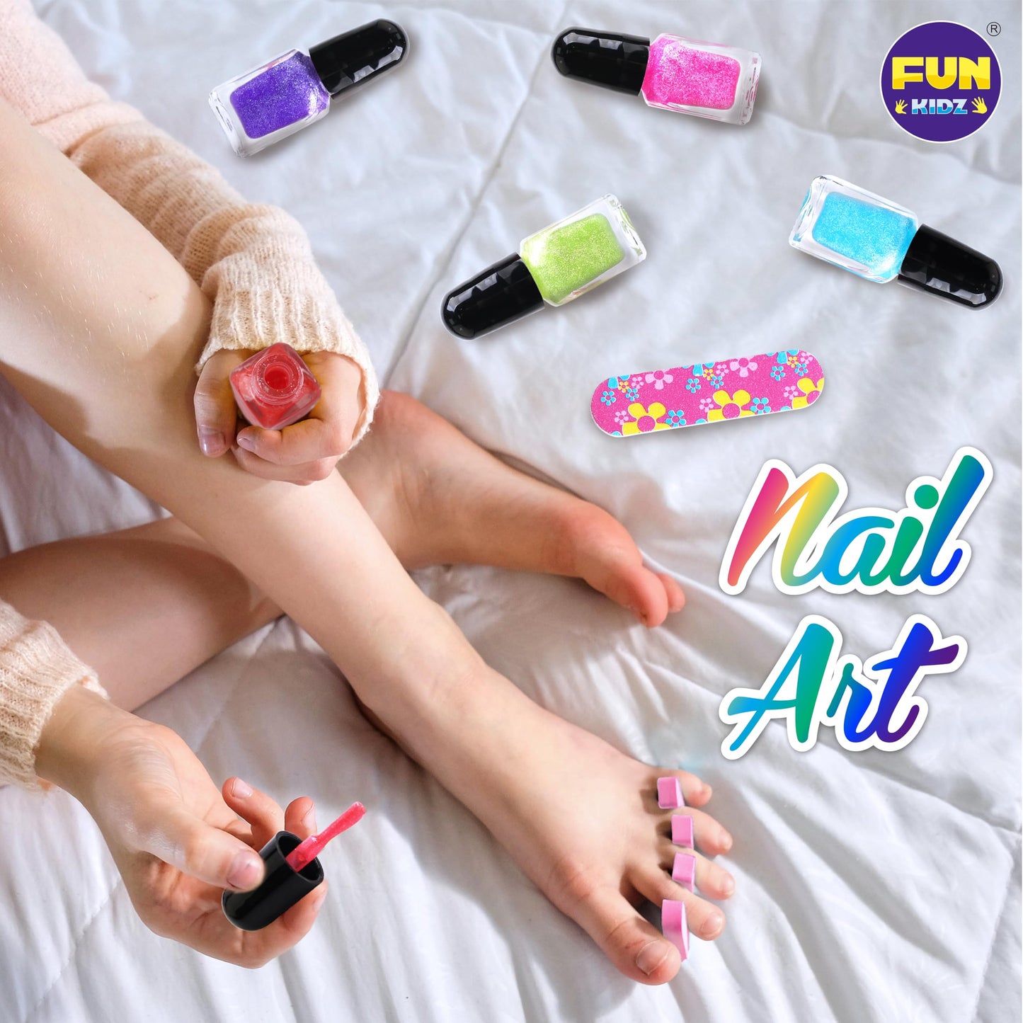 FUNKIDZ Makeup Kit for Kids – 60-Piece Washable Pretend Makeup Box Gift for Girls Aged 6-12